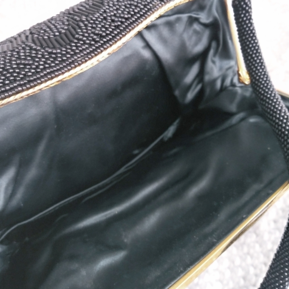 Vintage Beaded Black and Gold hand Bag - Picture 11 of 13